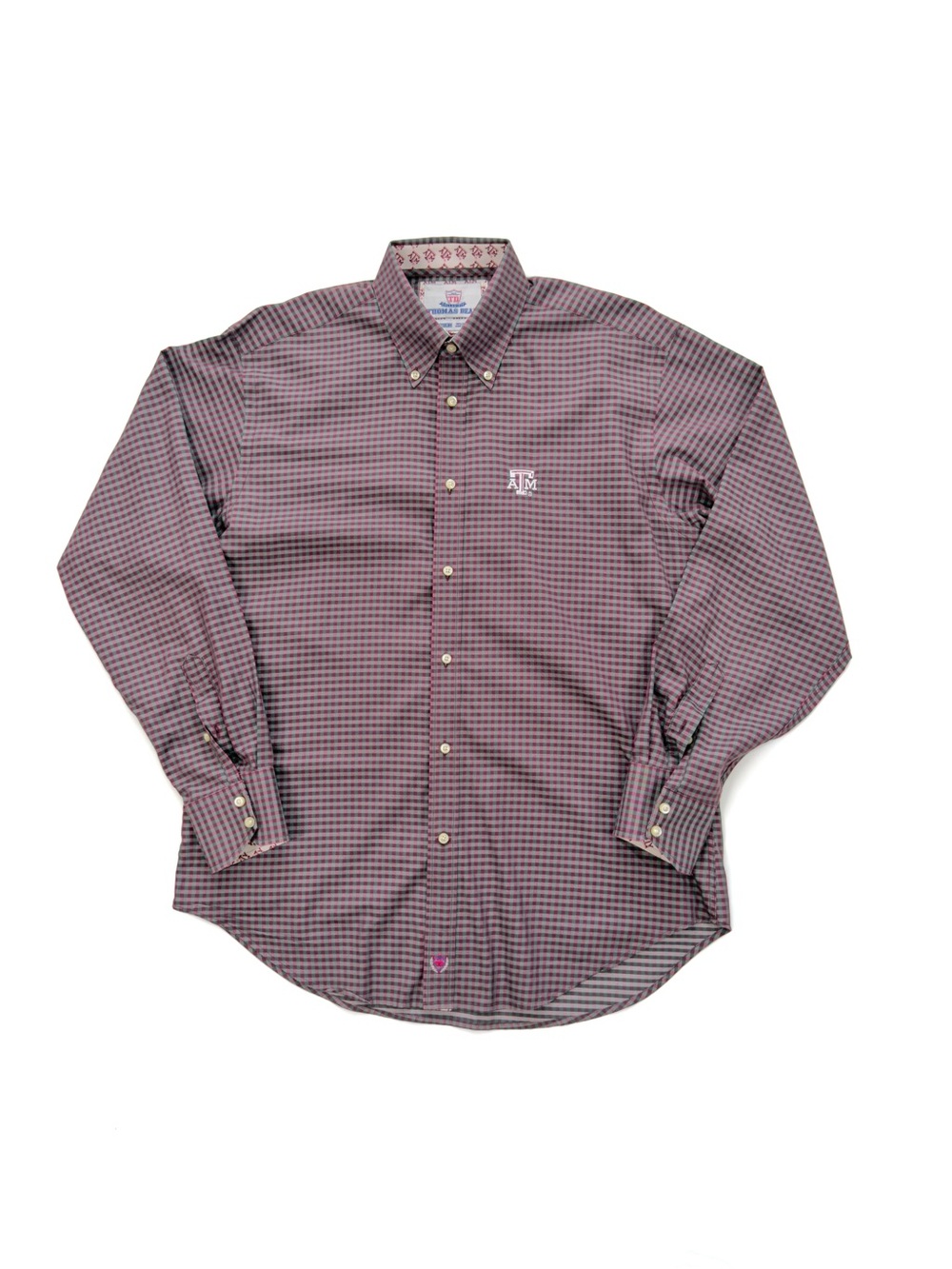 Texas A&M Aggies Thomas Dean Men’s M Gingham Button Down – Maroon/Gray